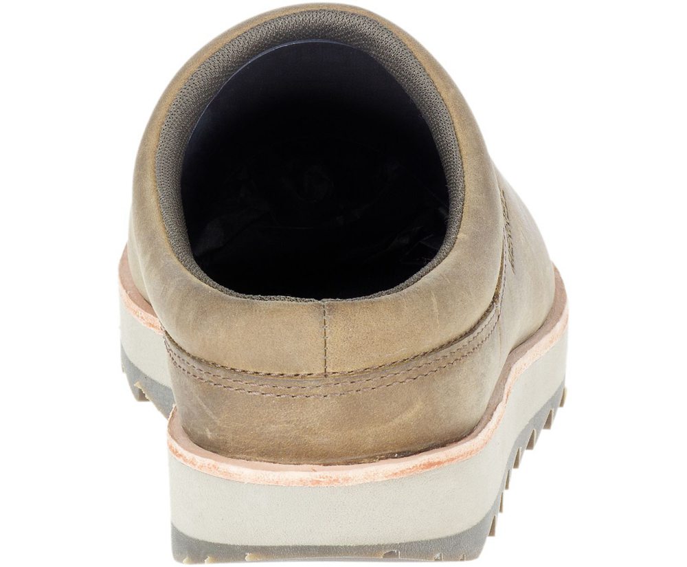 Merrell Slip Ons Brown - Juno Clog Leather - Mens 09XSMHDLZ